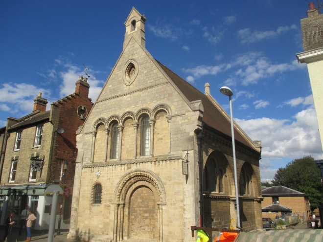 The sole remaining part of the Hospital of St. John the Baptist, later the school Oliver Cromwell attended in 1610.  Now the home of the Cromwell Museum.
