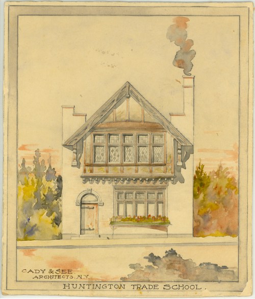 The architect's rendering of the Trade School building, 1905