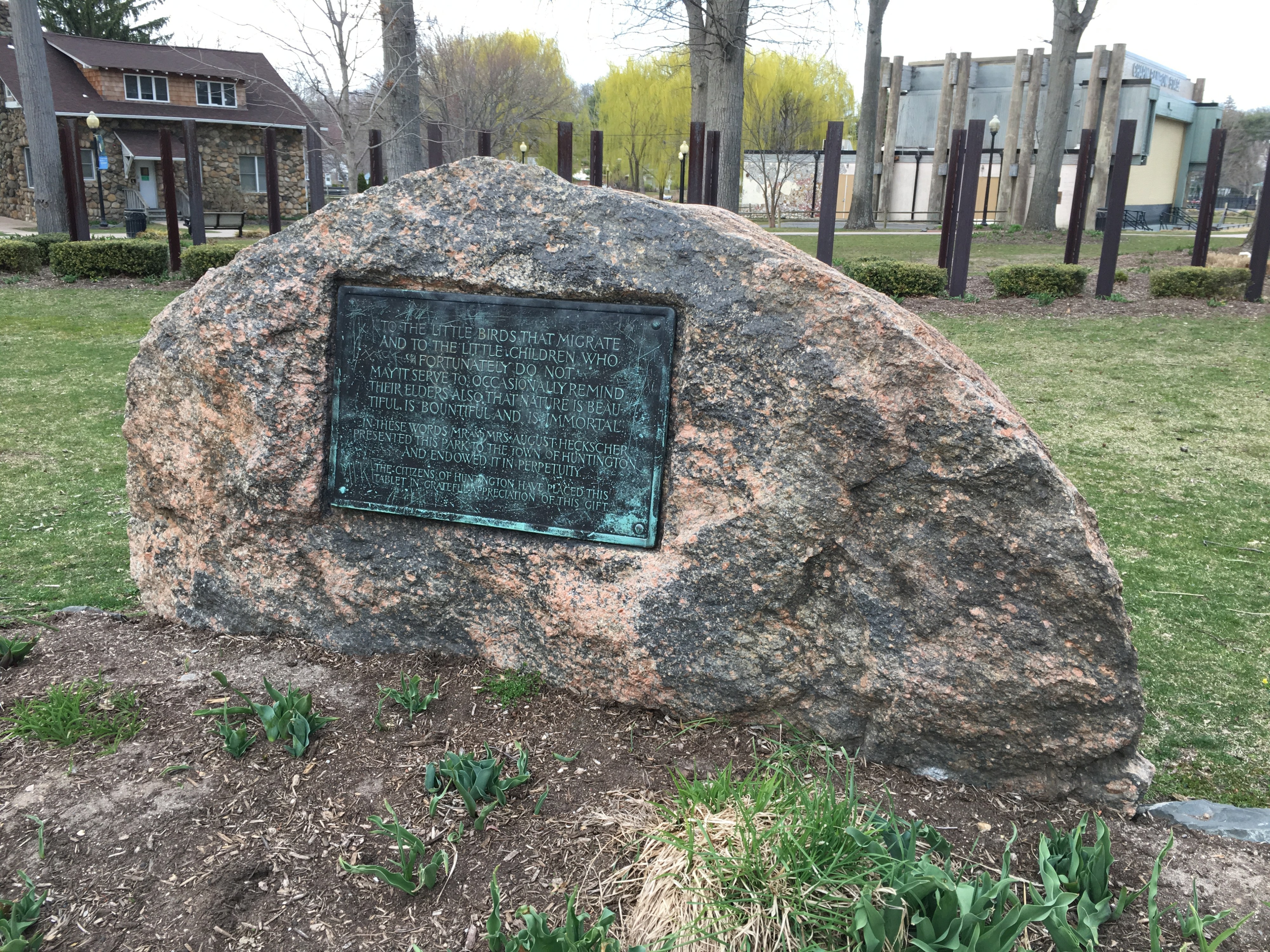 Heckscher Park has its share of boulders.
