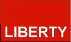 Red flag with the word Liberty across the bottom in white lettering